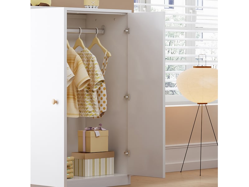 Armoire 80x50x120 cm à 2 portes avec tringle mdf blanc  - Conforama E