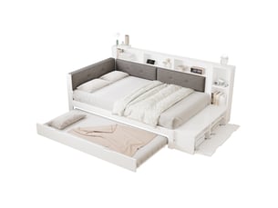 Lit gigogne 120x200 cm <strong>MODFU</strong> <strong></strong> coloris blanc