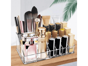 Organisateur maquillage, vitrine rangement cosmétique avec 16 cections pour rouge à lèvres, pinceau maquillage