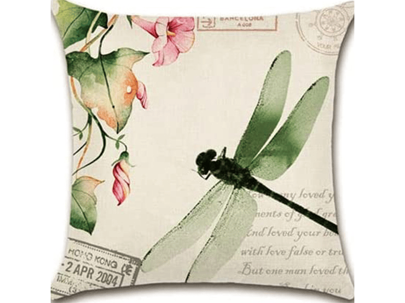  Lot de 4 housse de coussin - lot de 4 45 x 45 cm insectes et plantes motif canapé taie d'oreiller pour patio jardin salon chambre décoration, beige  - Conforama E