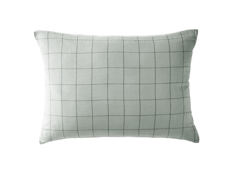  Taie d'oreiller 50x70 cm gaze de coton à grands carreaux eucalyptus PD20824 - Conforama A