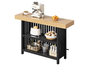 Table de bar avec repose-pieds et étagère à 2 niveaux, 160 x 40 x 105 cm, noire