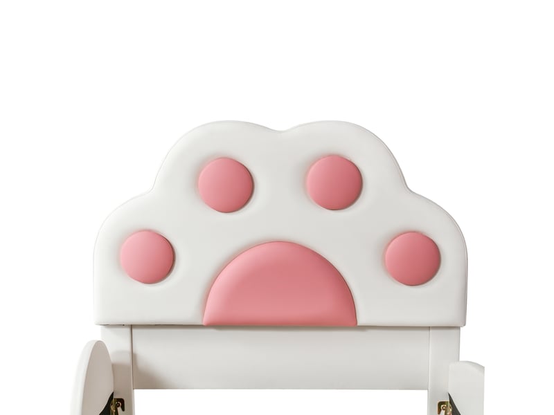 Lit jeune 90x200 cm avec tête de lit en patte de chat, toboggan et échelle 2 marches, pu, blanc et rose, sans matelas - Conforama D