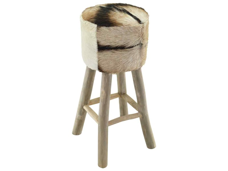  Tabouret de bar, chaise de bar cuir de chèvre et bois de teck solide shl5106  - Conforama E