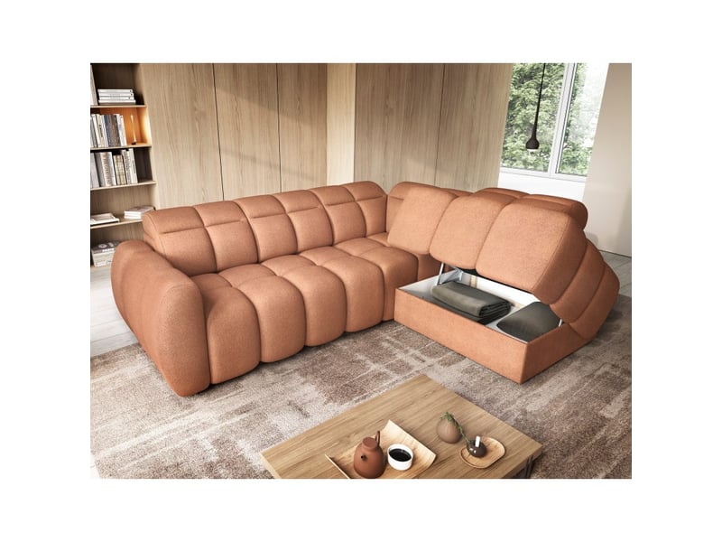  Canapé d'angle électrique ronda 4 places orange corail – angle droit  - Conforama C