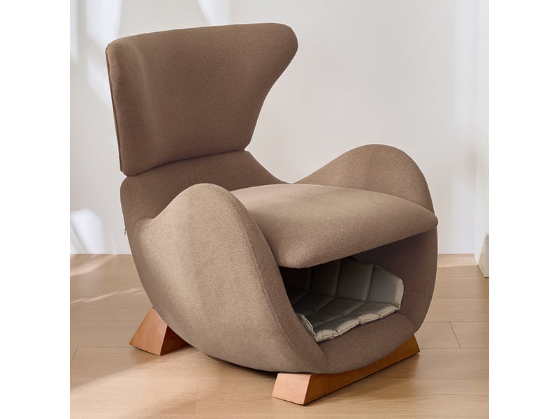  Canapé 1 place en tissu anti-griffes marron avec niche intégrée, design moderne adapté pour salon  - Conforama R
