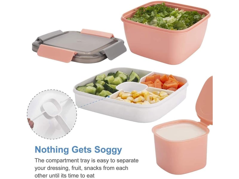  1.5l-lunch box aveccompartiment de subdivision,boite repas adultesenfants,bento lunch box durable,lunch box salade boîtes repas micro onde pour les v  - Conforama B