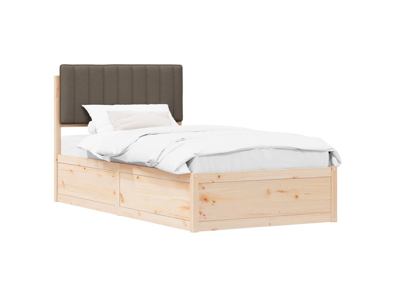  Lit simple- lit adulte -  cadre de lit avec tête de lit rembourrée taupe 100 x 200 cm  - Conforama A