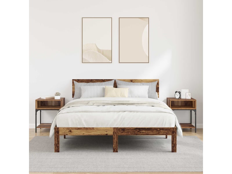  Table de chevet - cabinet de chevet - table de nuit 2 pc bois ancien 40 x 40 x 50 cm  - Conforama C