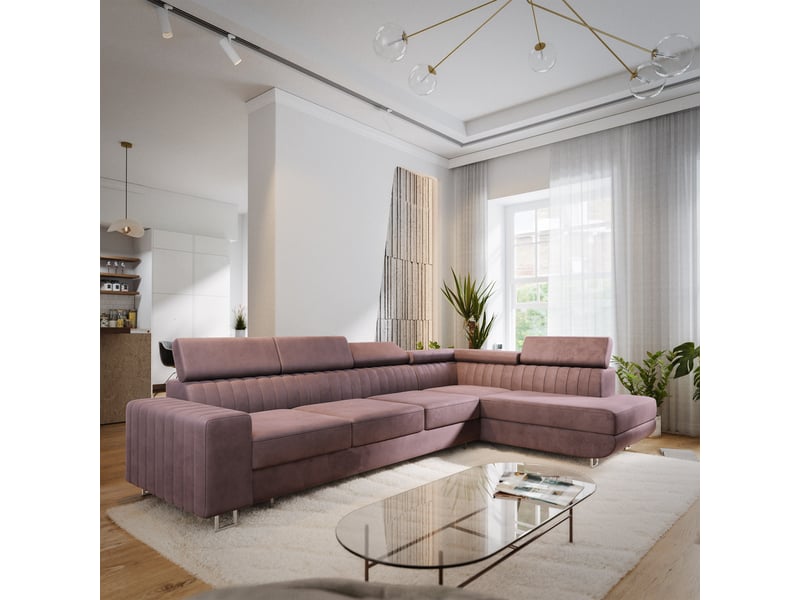  Canapé d'angle hestion, velours bruyère  - Conforama B