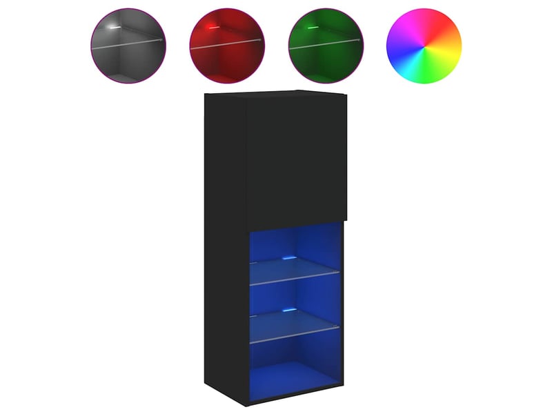  Meuble tv - banc tv - meuble de rangement avec lumières led noir 40,5x30x102 cm  - Conforama A