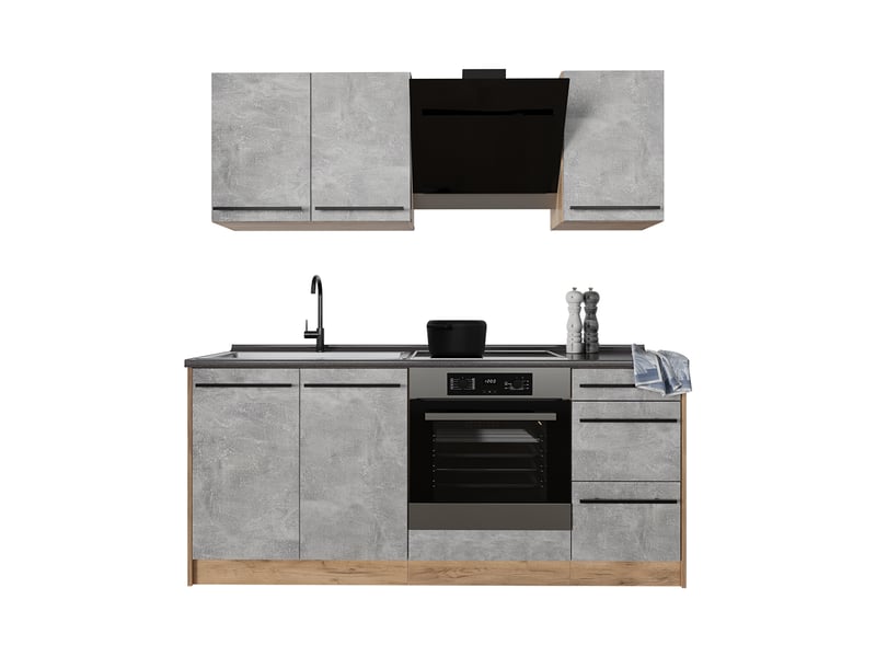  Vicco cuisine, bétonchêne doré, 180cm, pt marbre  - Conforama E