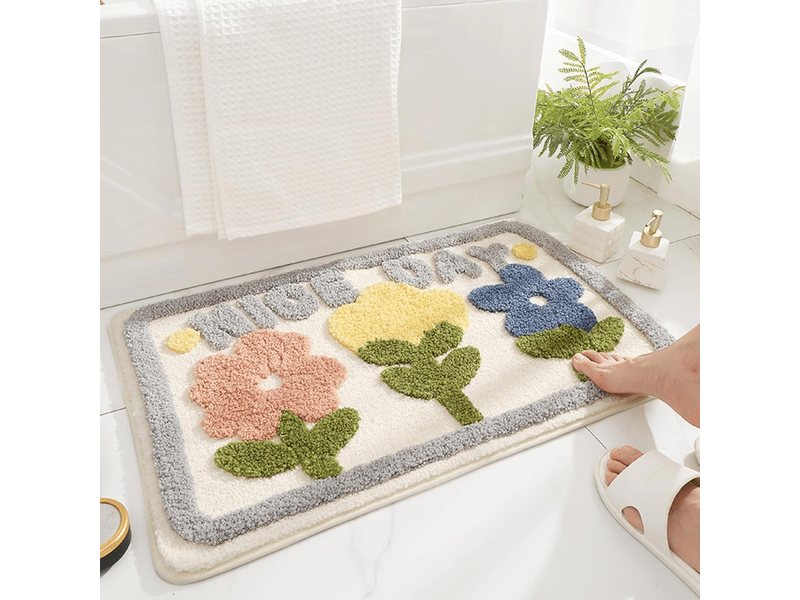 Tapis de bain antidérapant, tapis salle de bain moelleux en microfibre, tapis de douche absorbant lavable en machine pour salle de bain, (50x80cm) - gris - Conforama A
