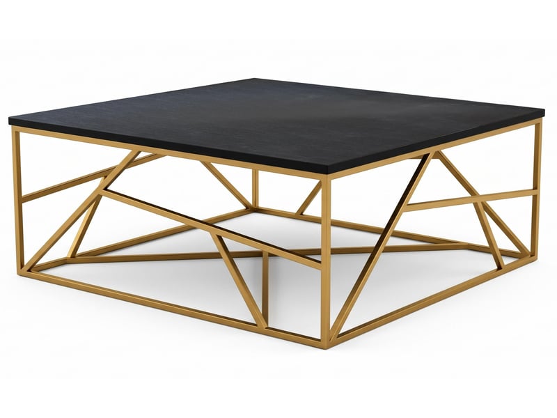 Table basse carrée design géométrique opera 100x100cm noir et métal or Opera - Conforama A