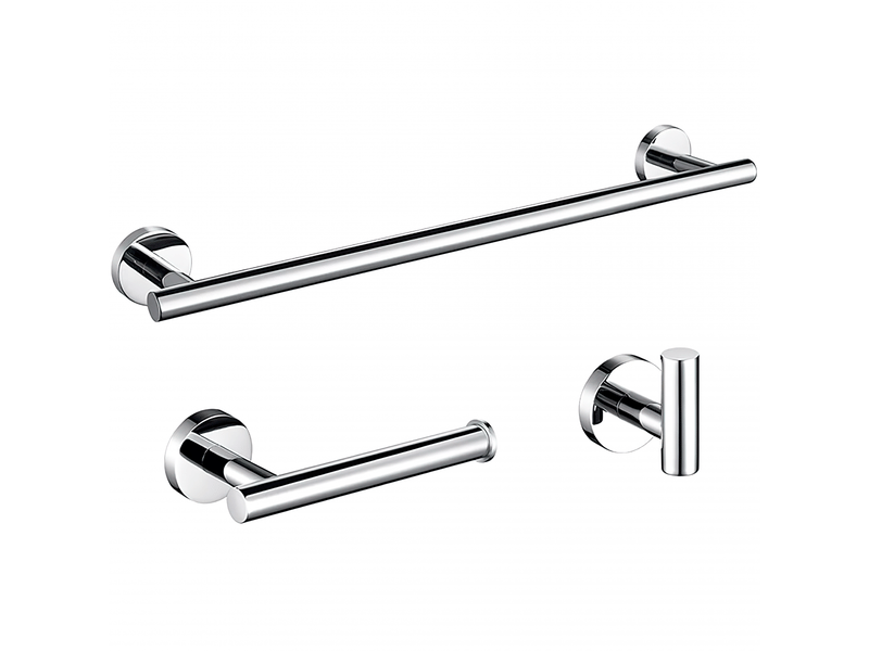  Valaz accessoires de salle de bain chromés: porte-serviettes 30 cm + cintre + porte-papier toilette - 1, gris ACC001-1PERCHA - Conforama A