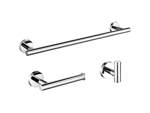 Valaz accessoires de salle de bain chromés: porte-serviettes 30 cm + cintre + porte-papier toilette - 1, gris