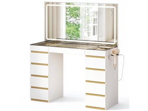 Coiffeuse 11 tiroir(s) Miroir Led avec 0 tabouret(s) inclu(s)  WOLTU   coloris doré