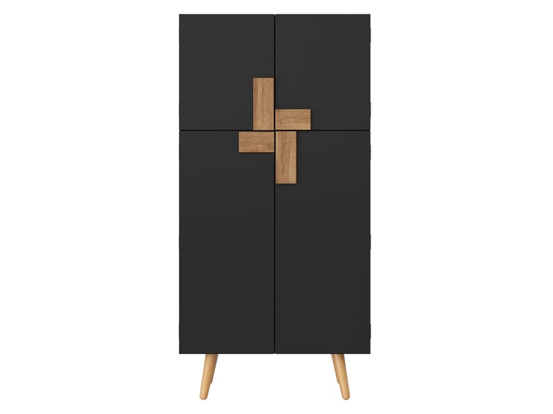  Armoire de cuisine 4 portes avec étagères réglables 60x35x120 cm mdf noir  - Conforama E