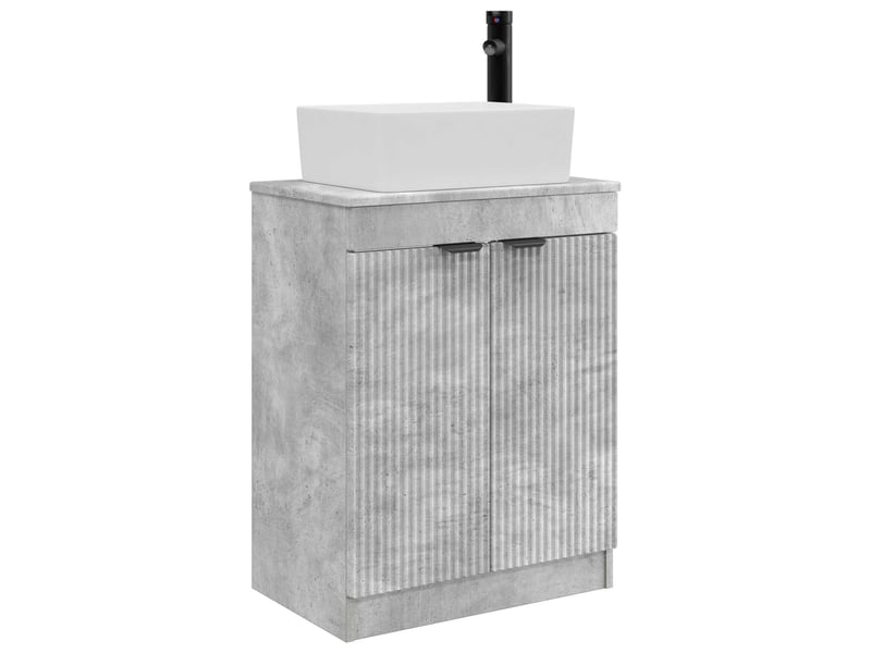 Meuble salle de bain avec évier, meuble de rangement gris béton 54x35x83 cm shl9892 - Conforama A