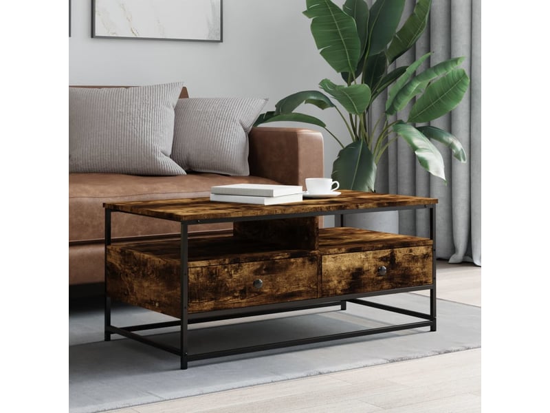  Table basse rectangulaire | table de salon chêne fumé 100x51x45 cm bois d'ingénierie  - Conforama B