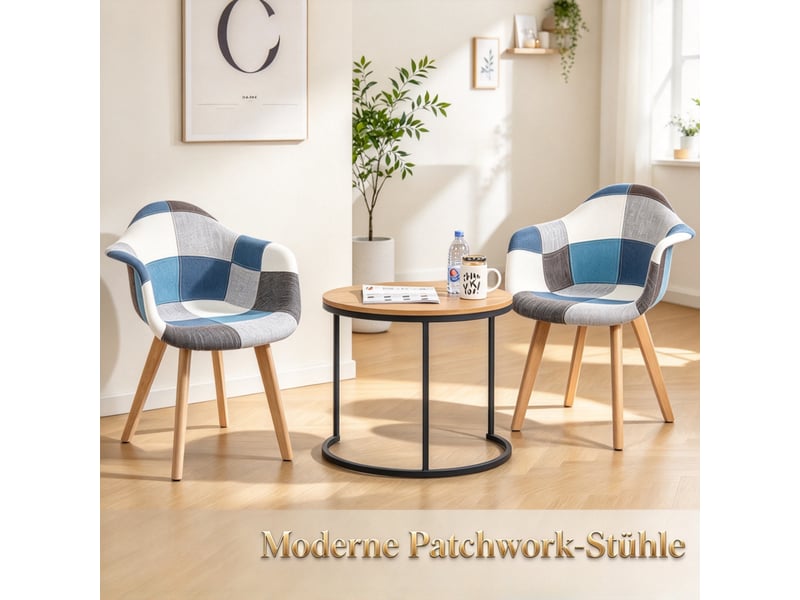  Chaise de salle à manger - ensemble élégant de 2 fauteuils lounge, chaises de bureau, 43 x 47 x 81.5 cm, bleu  - Conforama R