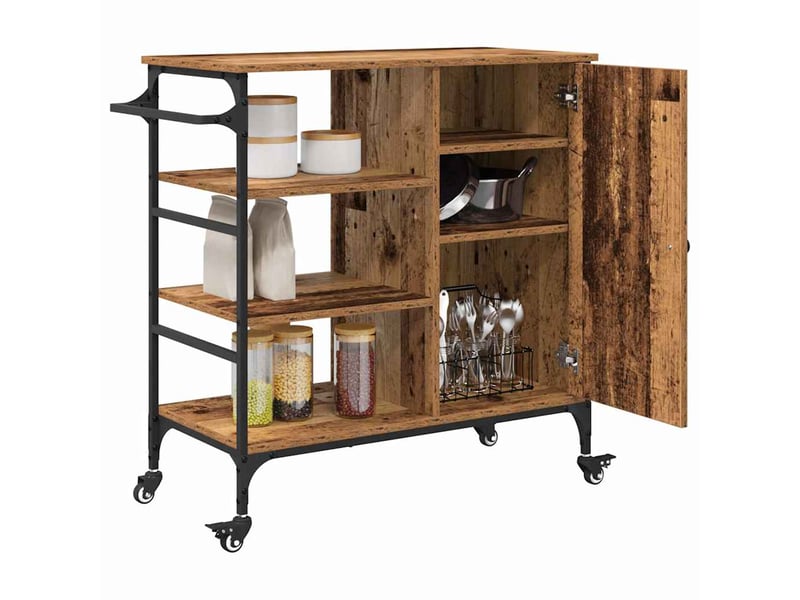 Desserte de cuisine, chariot de rangement bois ancien 87.5x39x84.5 cm - Conforama C