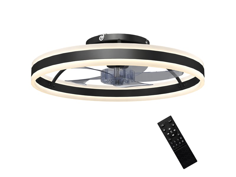 Ventilateur de plafond led télécommande noir blanc  - Conforama E