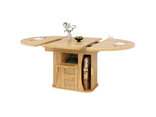 Table extensible avec tiroirs de rangement en mdf et métal, finition bois naturel, pour salle à manger et cuisine
