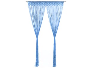 Rideau en macramé, rideau de porte bleu 140x240 cm coton cf43862