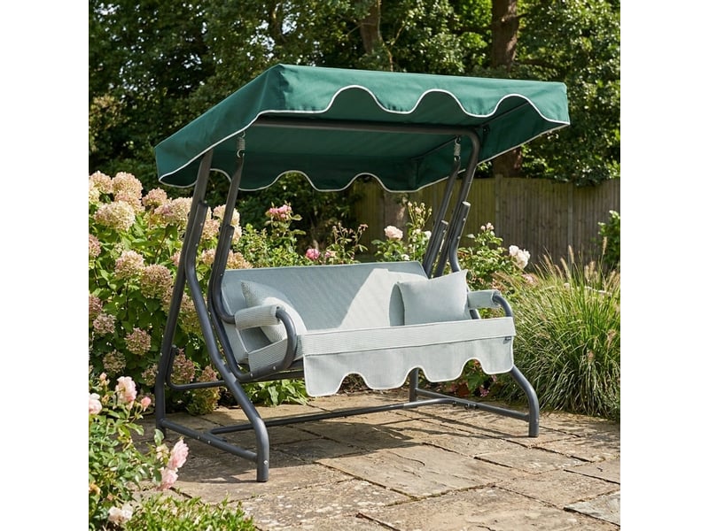  Balancelle de jardin 3 places avec auvent morus - vert foncé  - Conforama B