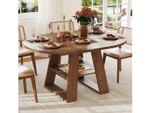Table de salle à manger extensible pour 4 à 6 personnes avec plateau et rangement intégré en mdf noyer 150 × 110 cm