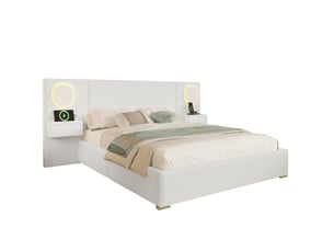 Lit avec rangement 180x200 cm coloris beige