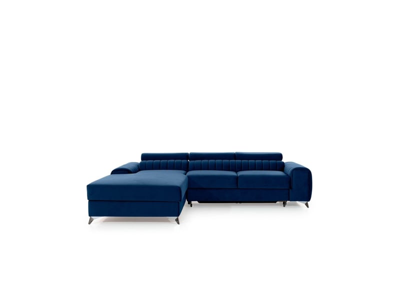  Canapé d'angle gauche bleu foncé convertible 3 places jayson couchage d'appoint  - Conforama A
