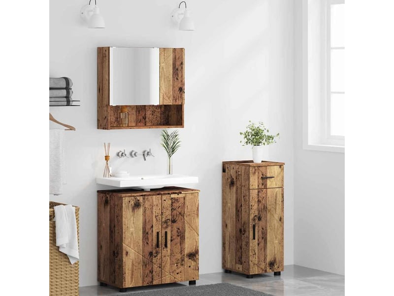 Ensemble de mobilier de salle de bain 3 pc bois ancien cf64259 - Conforama D