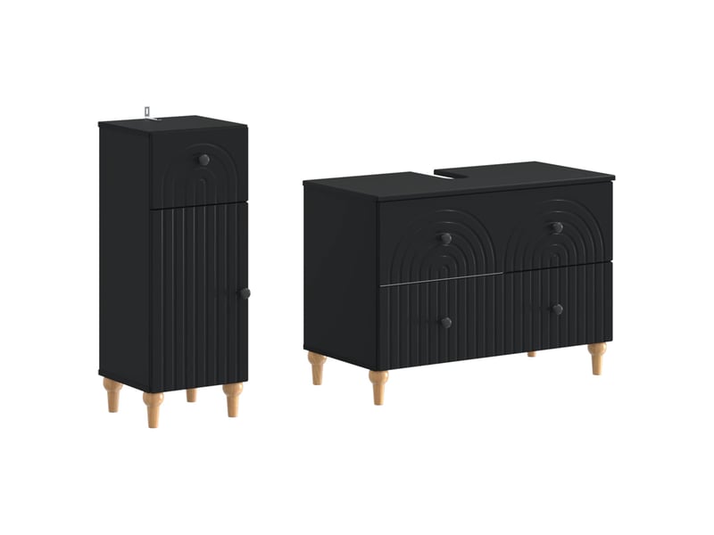  Ensemble de 2 meubles de salle de bain alkmaar noir cf63057  - Conforama A