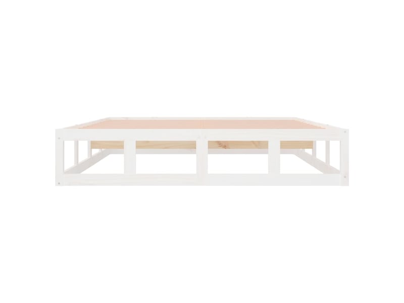  Lit double- lit adulte -  cadre de lit sans matelas blanc 160x200 cm bois massif  - Conforama D