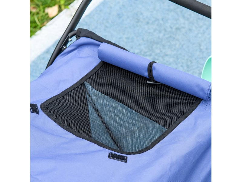Poussette pliable pour 111 x 70 x 97,5 cm – bleue – roues en caoutchouc, laisse et rangement - Conforama E