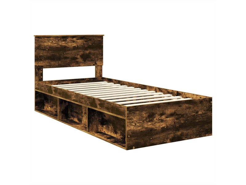  Lit simple- lit adulte -  cadre de lit chêne fumé 100 x 200 cm bois d'ingénierie  - Conforama C
