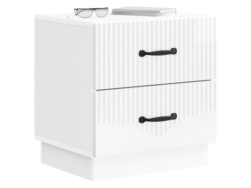  Table de chevet 2 pièces blanc brillant 43 x 34,5 x 44,5 cm  - Conforama A