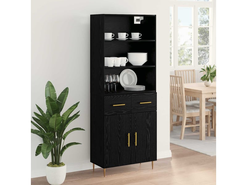  Buffet - haut armoire chêne noir 69,5 x 34 x 180 cm bois d'ingénierie  - Conforama D