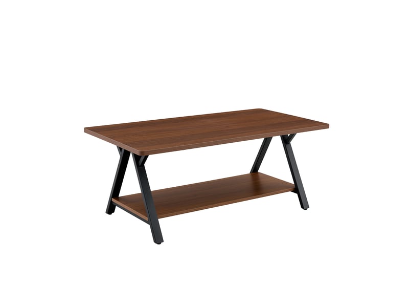  Table basse industrielle rectangulaire 110cm noyer et métal noir – design moderne et double rangement  - Conforama A