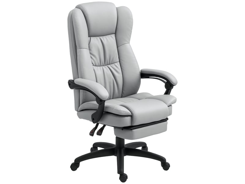  Fauteuil pivotant réglable avec repose-pieds, appui-tête, fonction massage, similicuir, 68,5 x 68,5 x 113-121 cm  - Conforama B