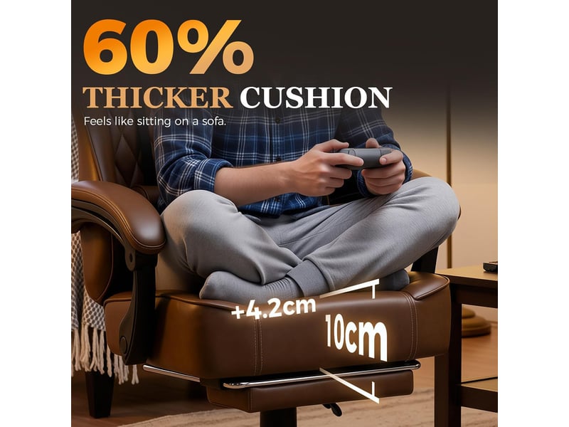  Gtplayer chaise de jeu ergonomique avec soutien lombaire et dossier large 150kg - tissu marron GT832-BROWN - Conforama C