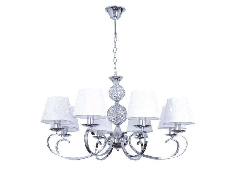  Fabrilamp ordoñez, lampe classique, 8xe14, chromé et blanc, 56-86 x 76 x 76 cm 201658020 - Conforama A