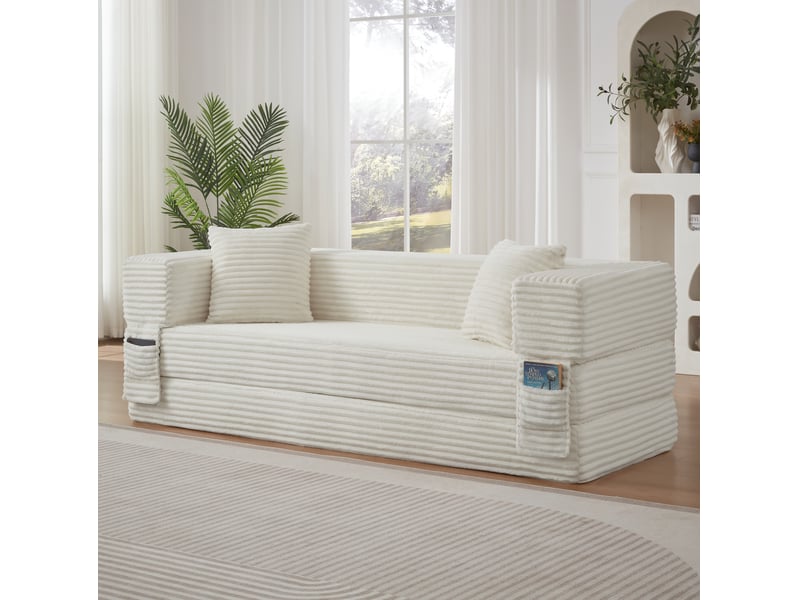  Canapé 3 places 200 x 76 x 60 cm – blanc – convertible en lit pour appartement  - Conforama B
