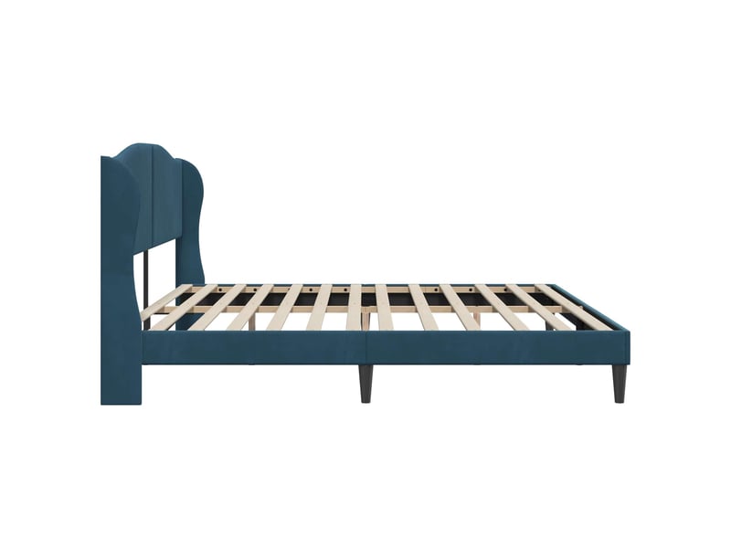  Lit double- lit adulte -  cadre de lit avec tête de lit bleu 200 x 200 cm velours  - Conforama D