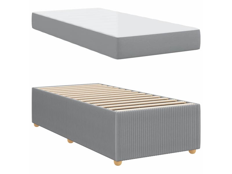  Lit simple- lit adulte -  cadre de lit gris clair 100 x 200 cm tissu  - Conforama C