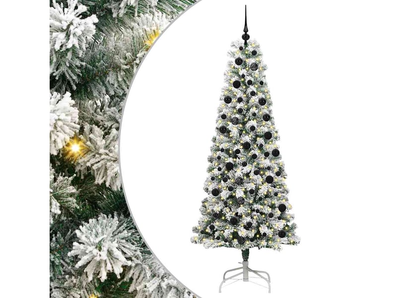  Sapin de noël, arbre de noël artificiel à branches articulées vert et blanc cf61114  - Conforama A
