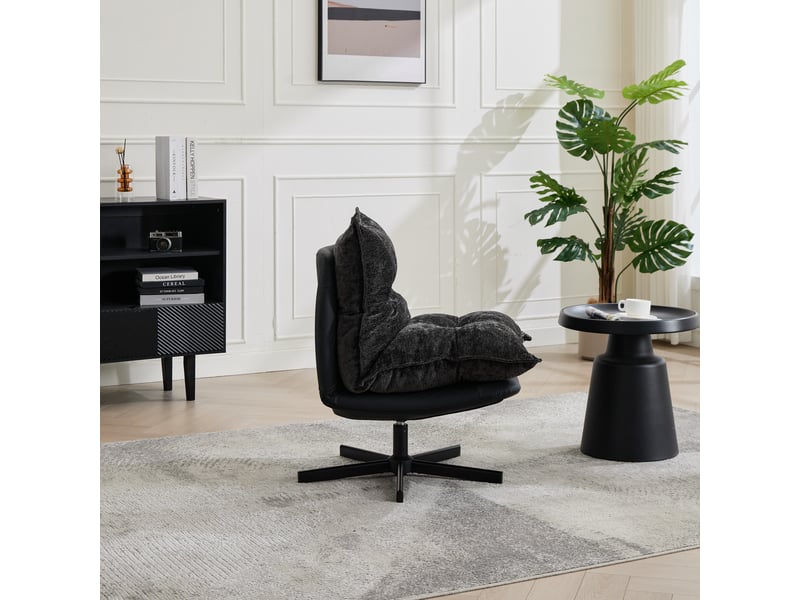  Fauteuil relax pivotant 360° gris foncé, dossier réglable 3 positions, chenille et pu  - Conforama E