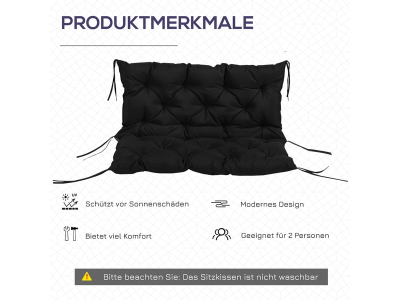  Coussin de banc de jardin avec attaches en polyester noir 100 x 98 x 8 cm  - Conforama E